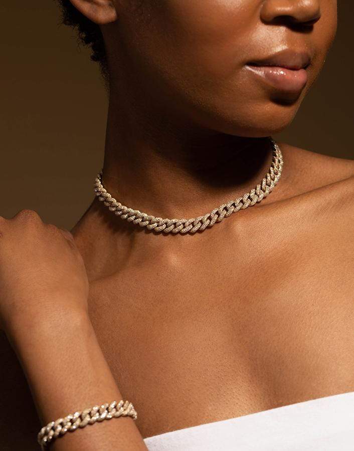 SHAY JEWELRY-Yellow Gold Essential Pave Link Choker-YELLOW GOLD