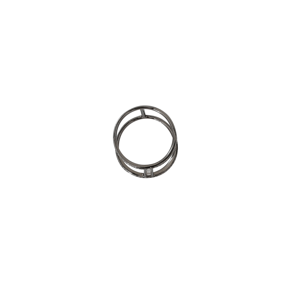 SHAY JEWELRY-Baguette Diamond H Ring-BLACK GOLD