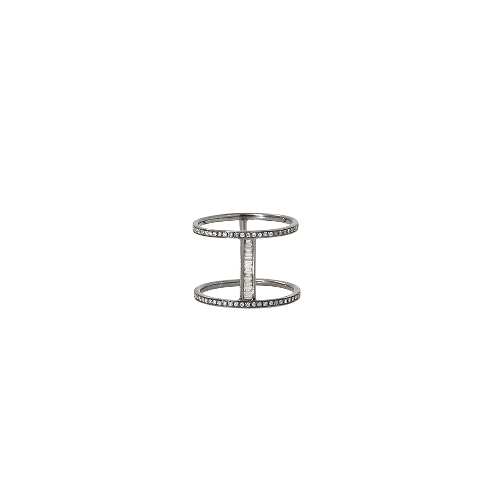 SHAY JEWELRY-Baguette Diamond H Ring-BLACK GOLD