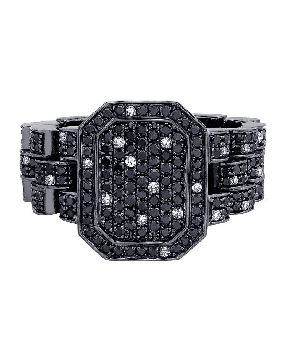 SHAY JEWELRY-Twinkle Pave Rail Signet Ring-BLACK GOLD