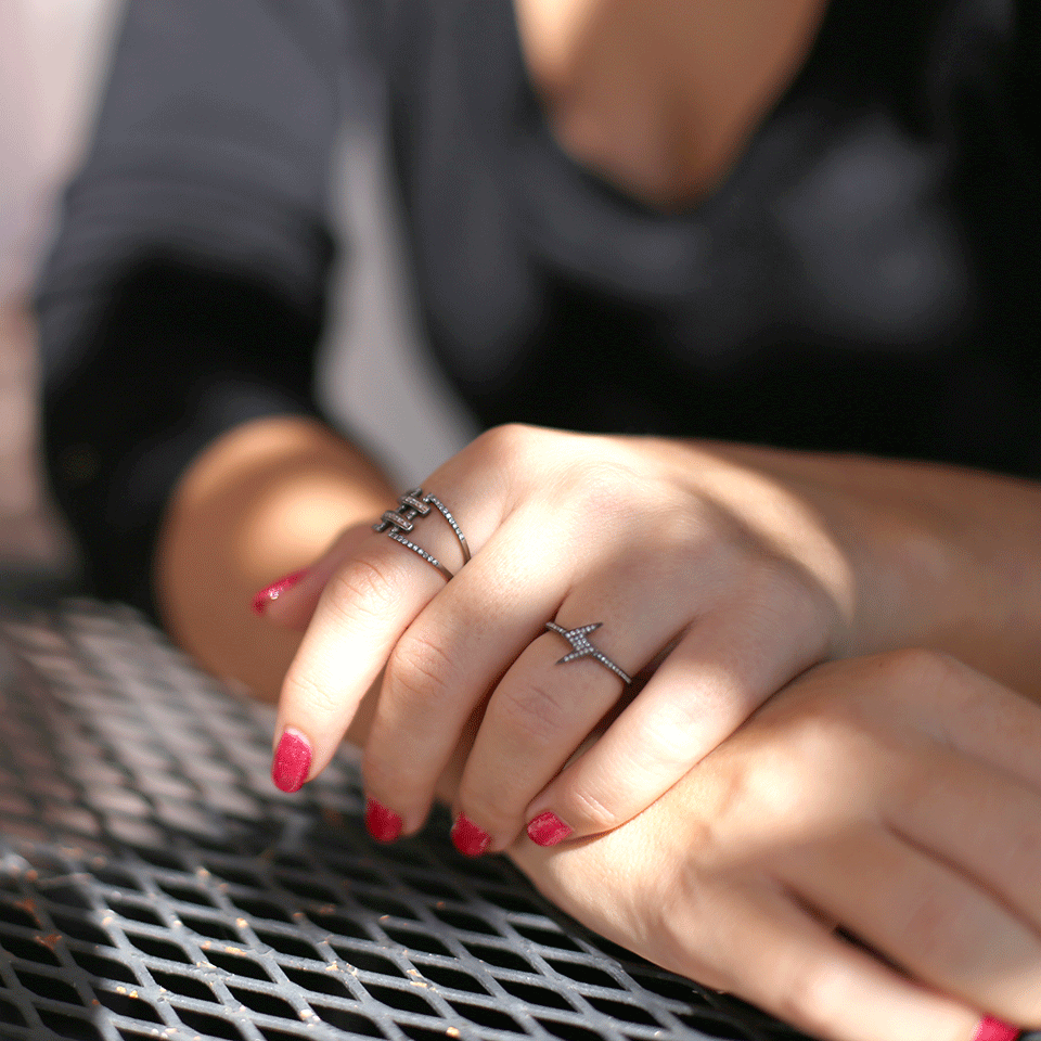 SHAY JEWELRY-Pave Diamond Stiched Ring-BLACK GOLD