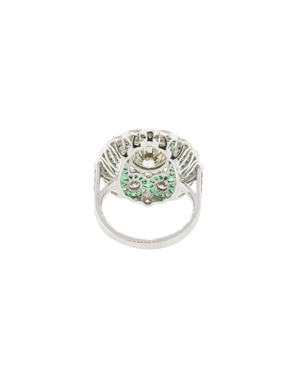 SHAY JEWELRY-Diamond & Emerald Flower Ring-PLATINUM