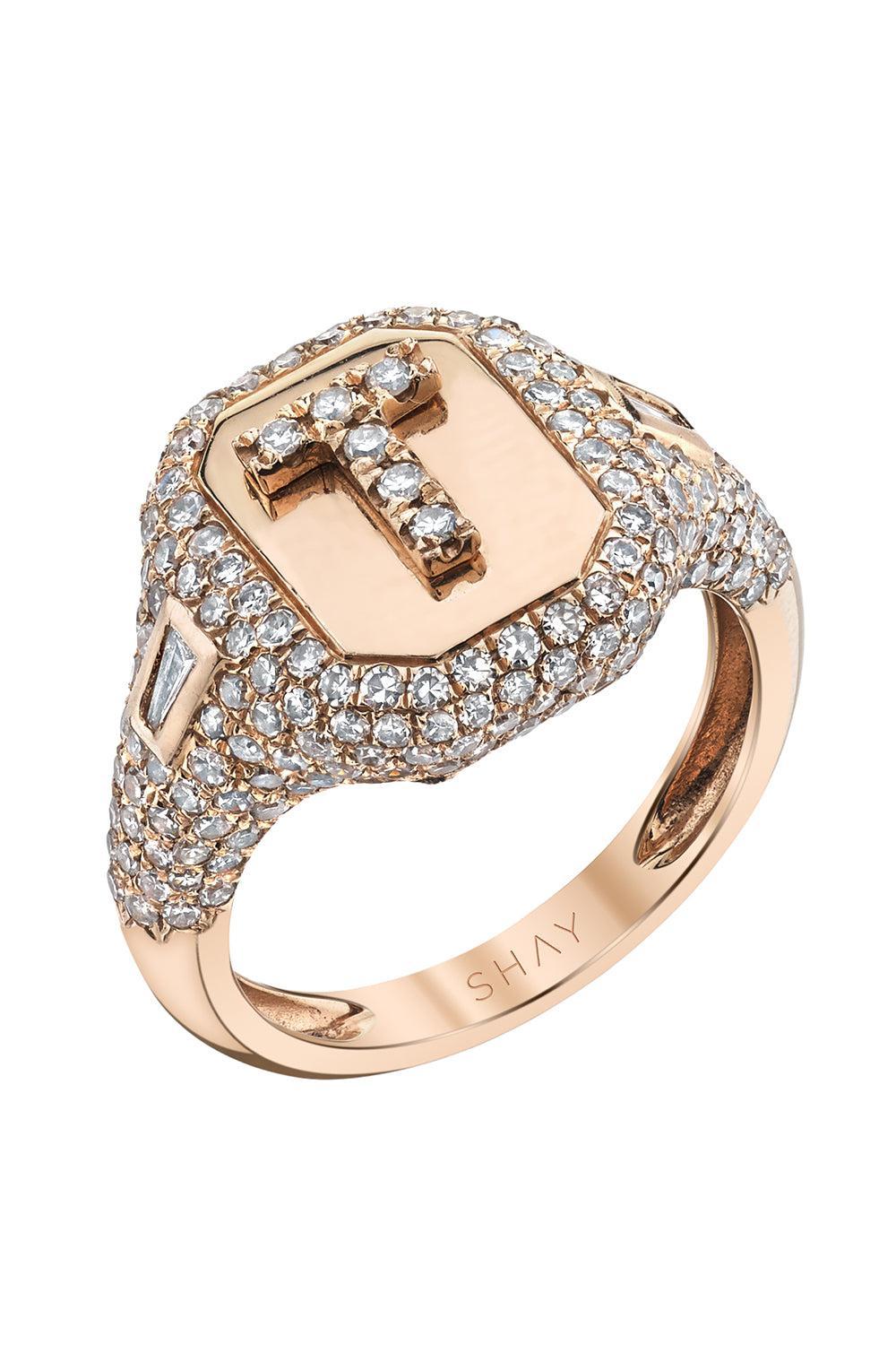 Diamond T Initial Pinky Ring-ROSE GOLD-3.5-JEWELRYFINE JEWELRING-SHAY JEWELRY