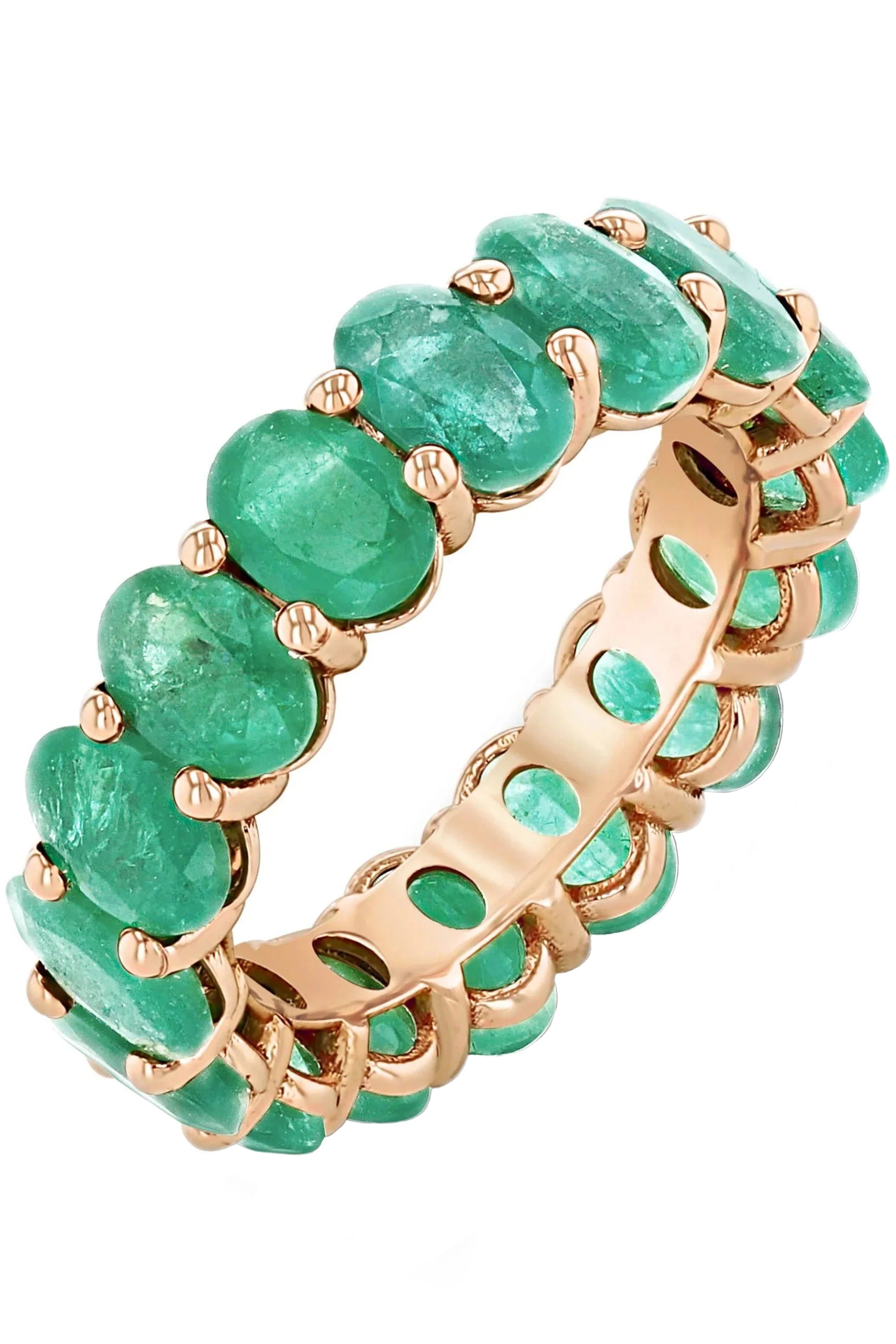 SHAY JEWELRY-Oval Emerald Eternity Band-ROSE GOLD