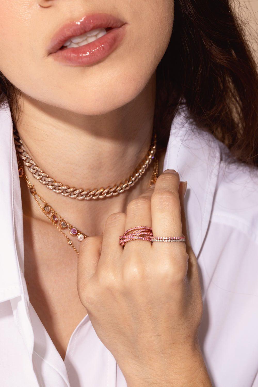SHAY JEWELRY-PINK SAPPHIRE ROLLING ORBIT RING-ROSE GOLD