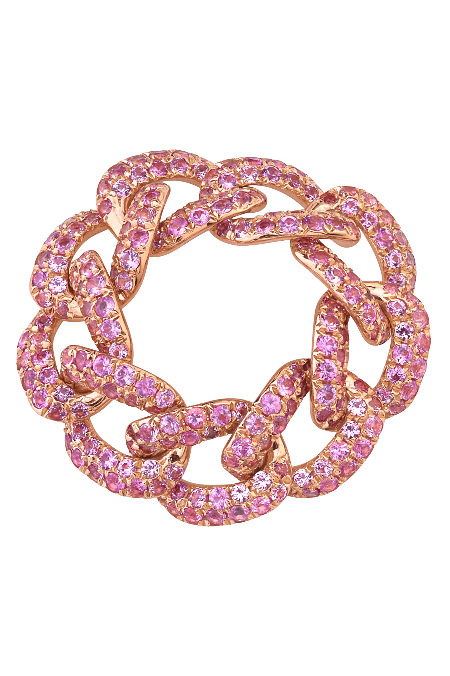 Pink Sapphire Pave Essential Link Ring-ROSE GOLD-7-JEWELRYFINE JEWELRING-SHAY JEWELRY