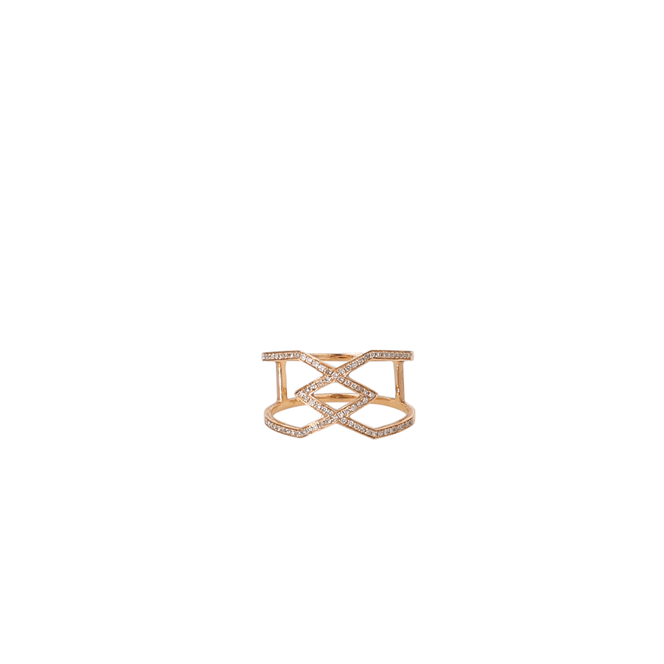 SHAY JEWELRY-Pave Diamond Interlocking V Ring-ROSE GOLD