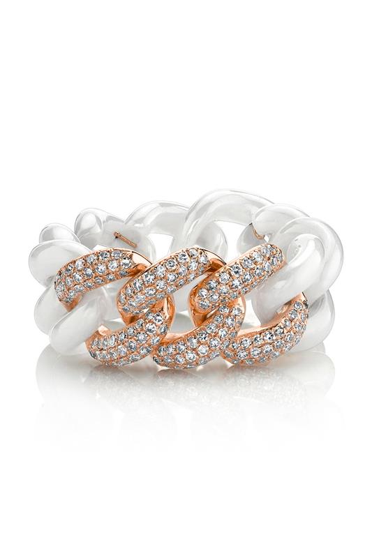 SHAY JEWELRY-Triple Diamond Ceramic Link Ring-ROSE GOLD