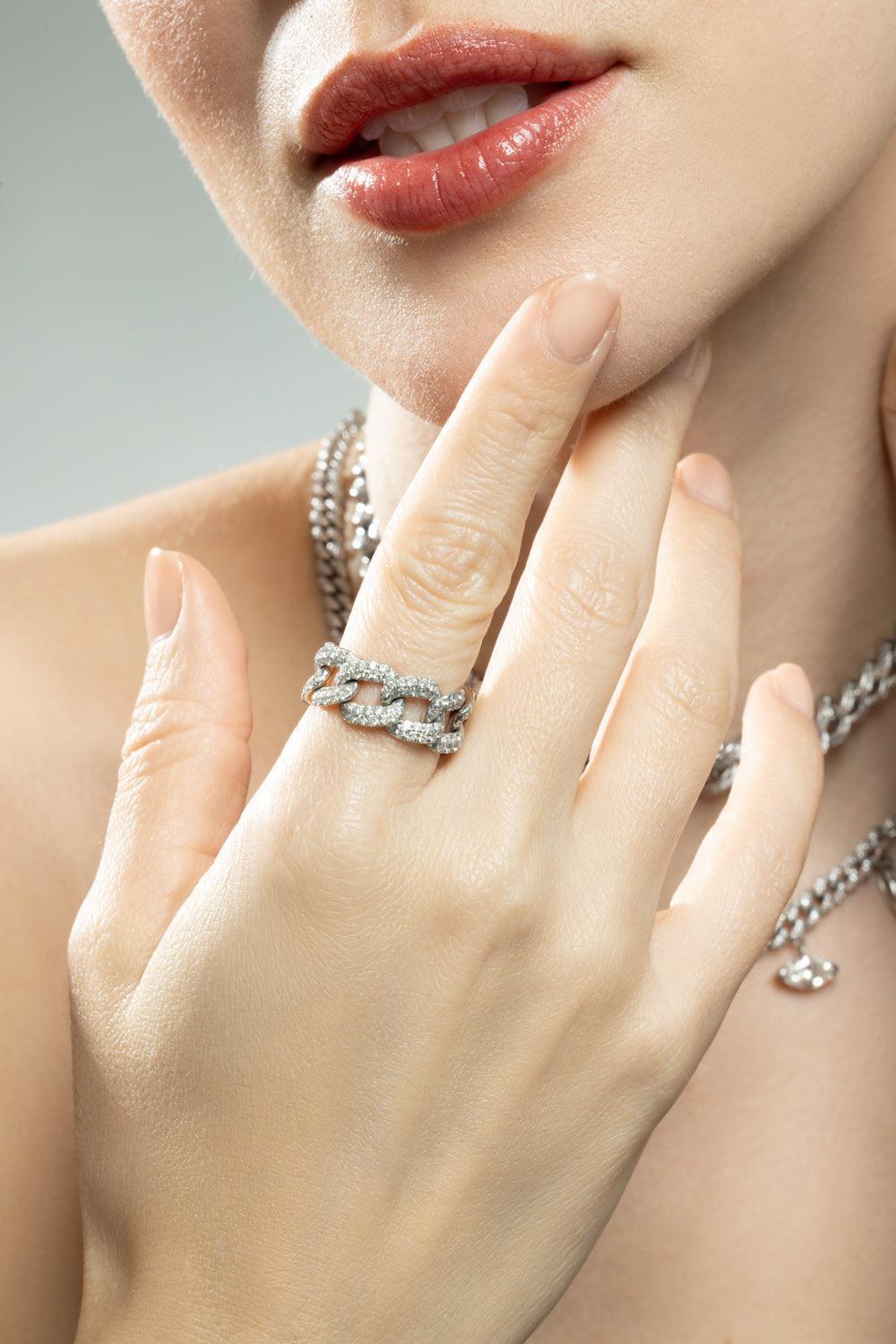 Diamond Pave Essential Link Ring-WHITE GOLD-6-JEWELRYFINE JEWELRING-SHAY JEWELRY
