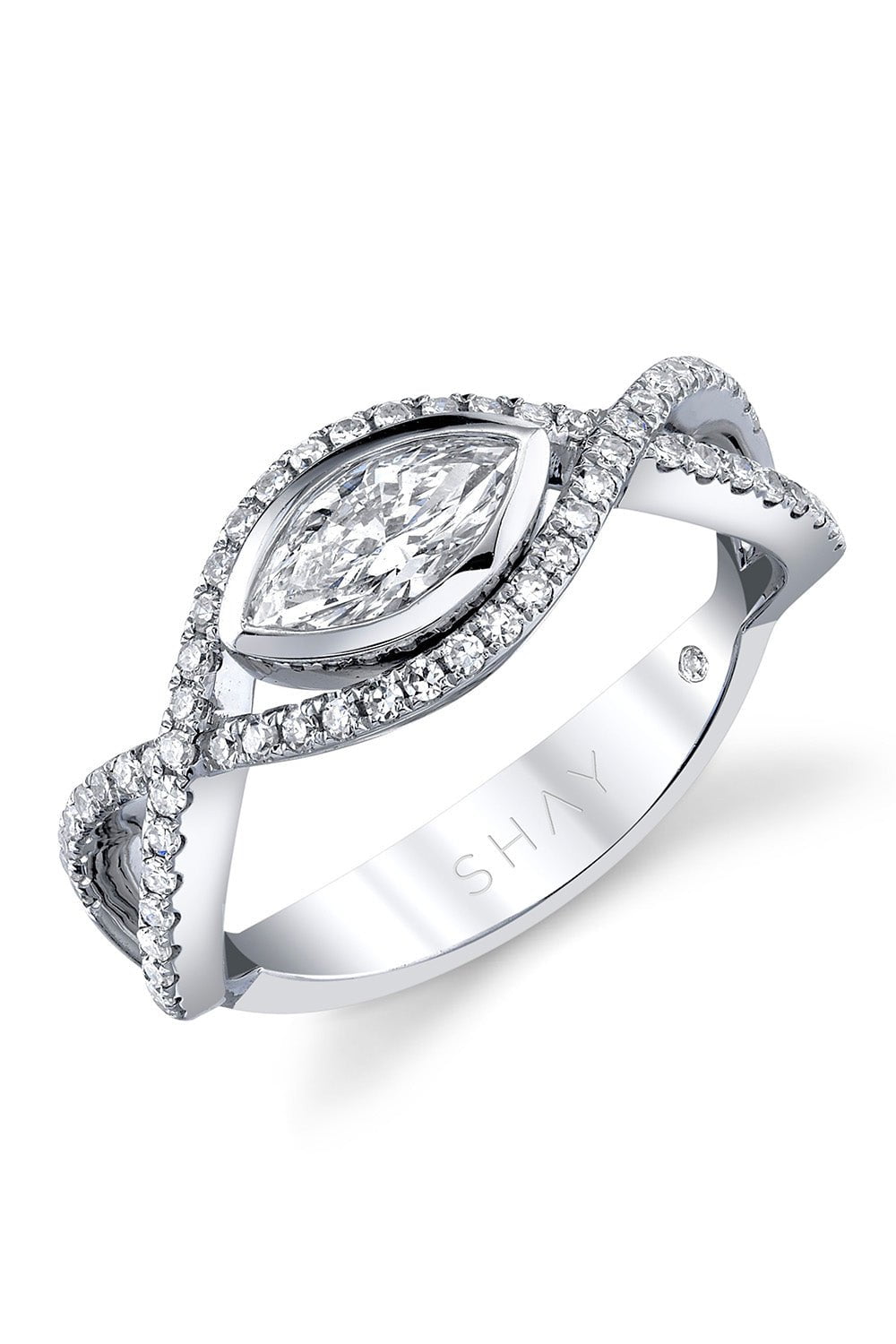 SHAY JEWELRY-DIAMOND MARQUISE PAVE VINE RING-WHITE GOLD