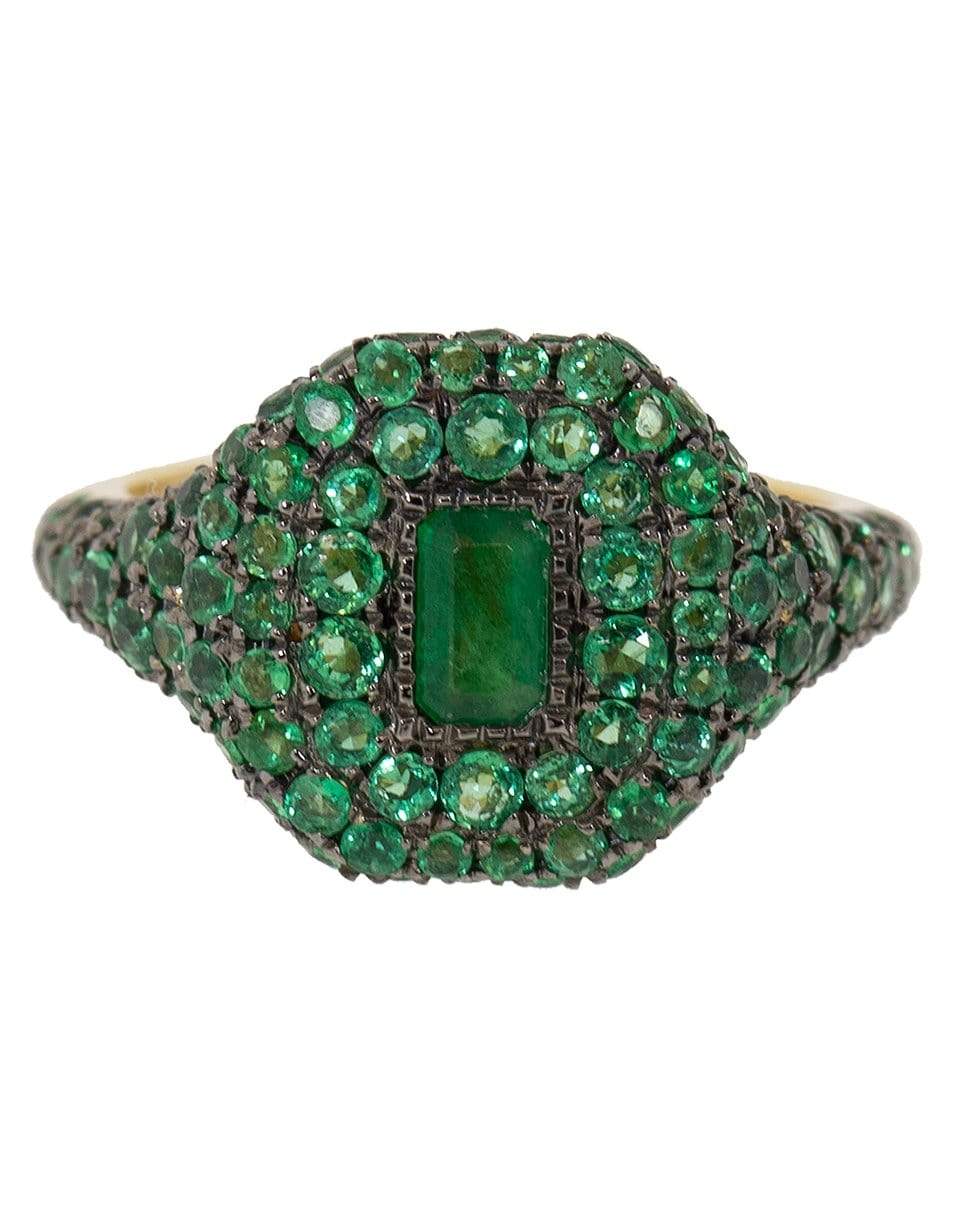 SHAY JEWELRY-Pave Emerald Pinky Ring-YELLOW GOLD