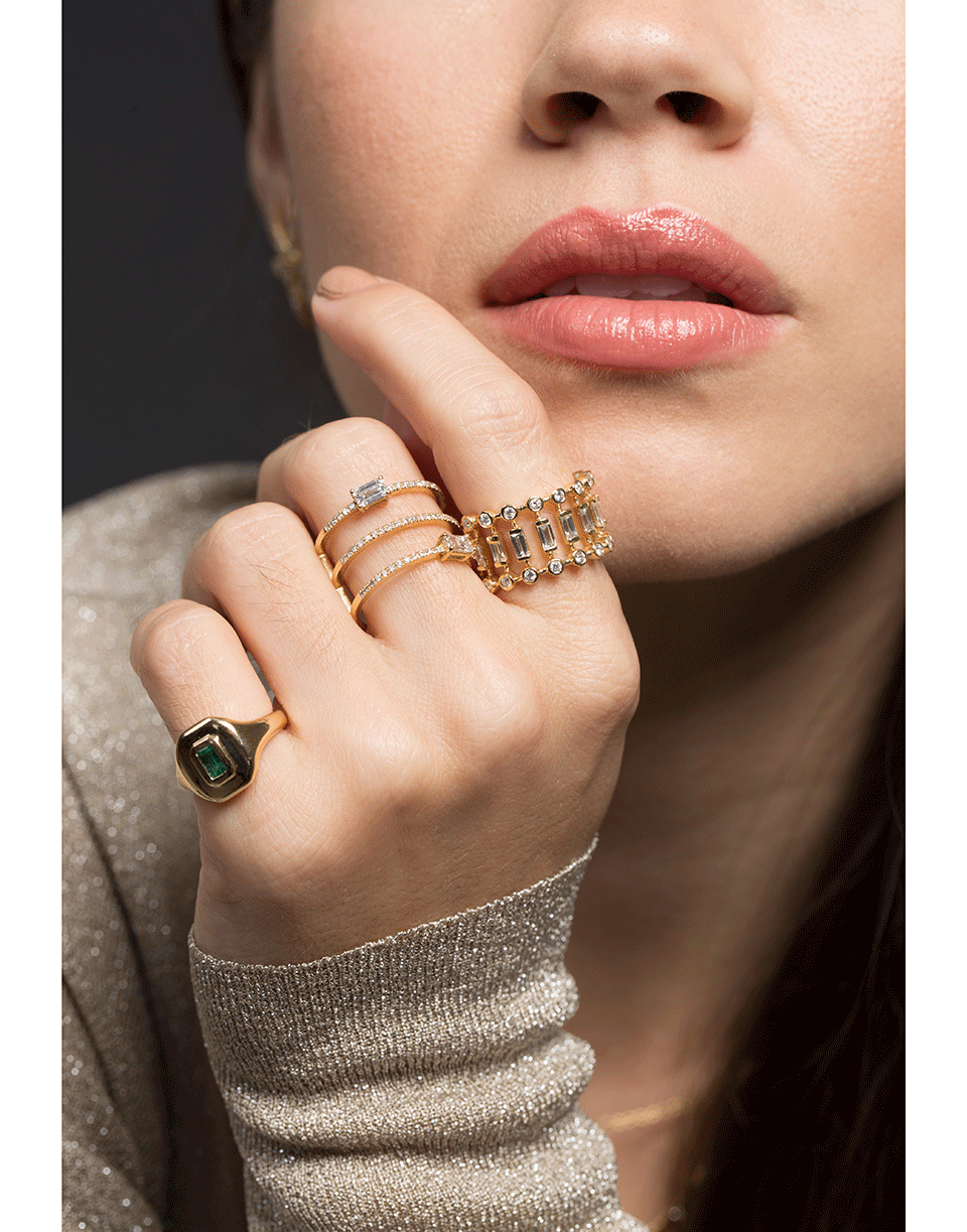 SHAY JEWELRY-Emerald Baguette Pinky Ring-YELLOW GOLD