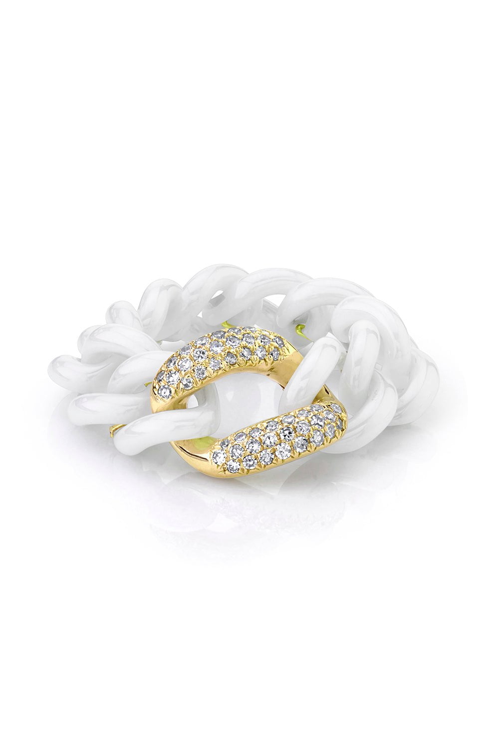 SHAY JEWELRY-Single Pave White Ceramic Medium Link Ring-