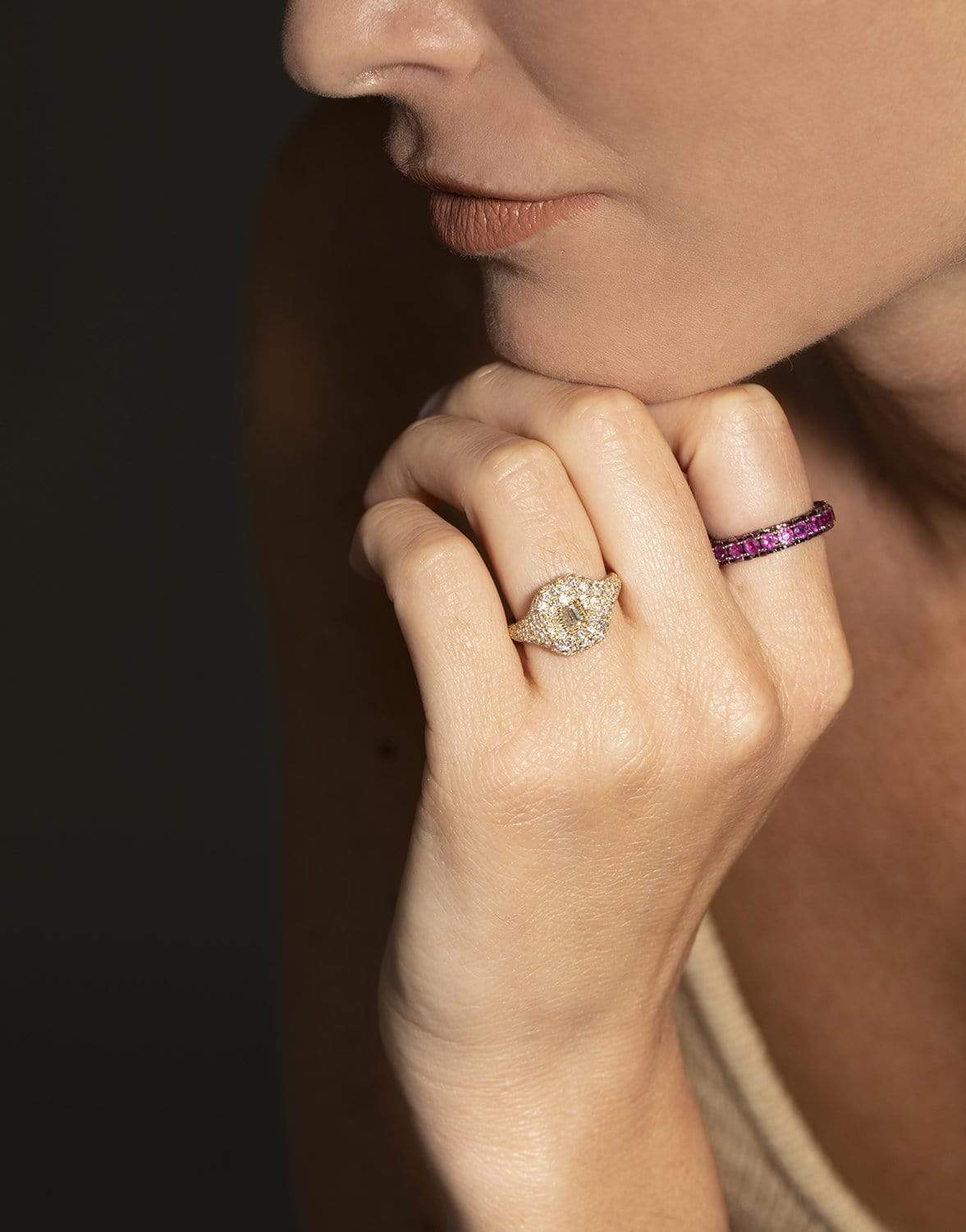 SHAY JEWELRY-Diamond Baguette Pave Ring-YELLOW GOLD