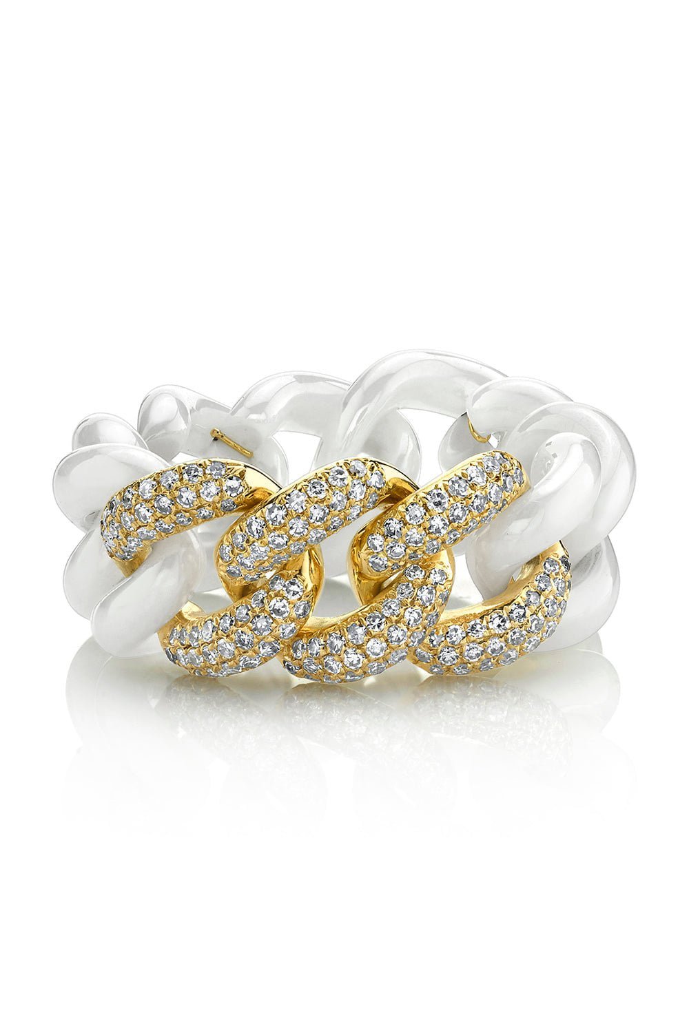 SHAY JEWELRY-Triple Diamond Ceramic Link Ring-YELLOW GOLD