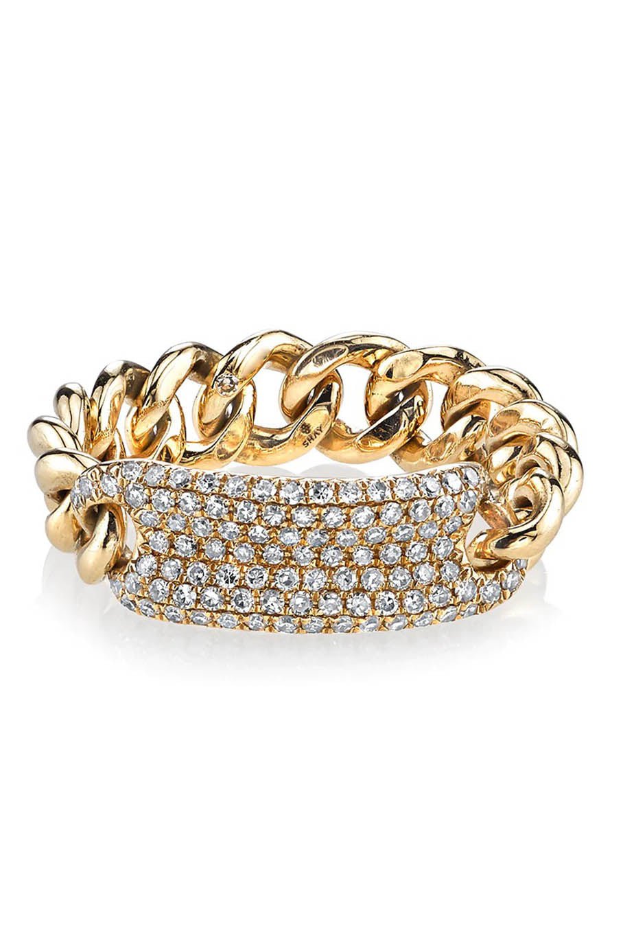 SHAY JEWELRY-Diamond ID Mini Link Ring-YELLOW GOLD