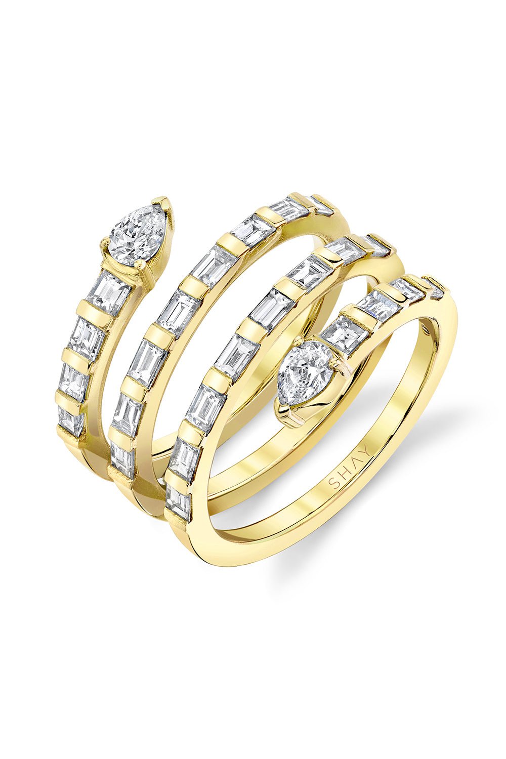 SHAY JEWELRY-DIAMOND QUAD PEAR SPIRAL RING-YELLOW GOLD
