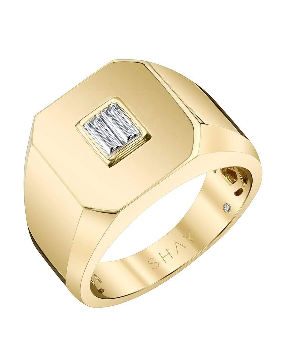 SHAY JEWELRY-Diamond Signet Ring-YELLOW GOLD