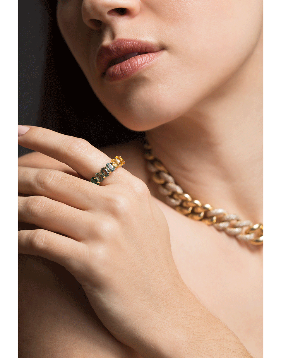 SHAY JEWELRY-Oval Rainbow Eternity Band-YELLOW GOLD