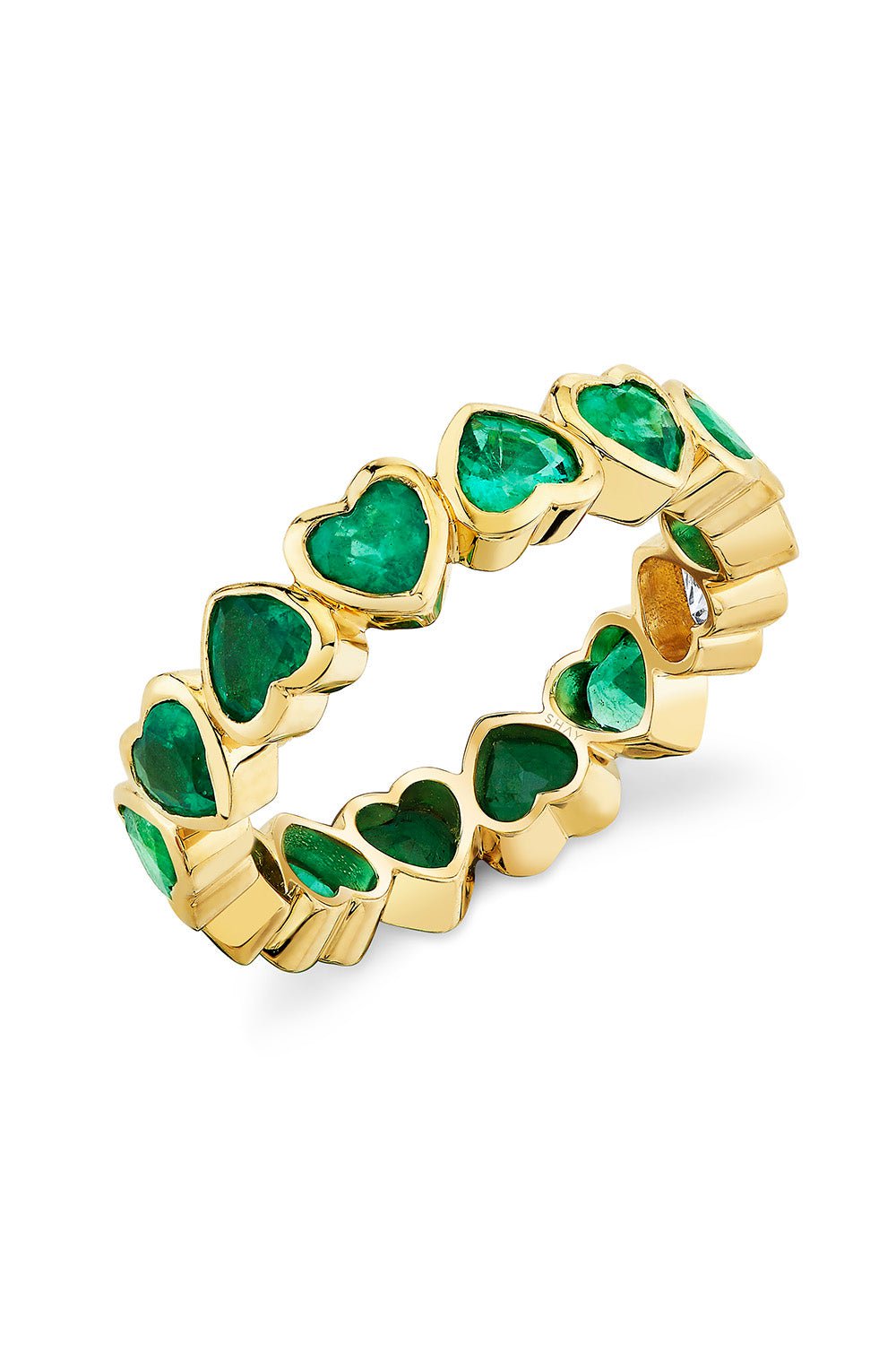 SHAY JEWELRY-Emerald Diamond Bezel Heart Band-YELLOW GOLD