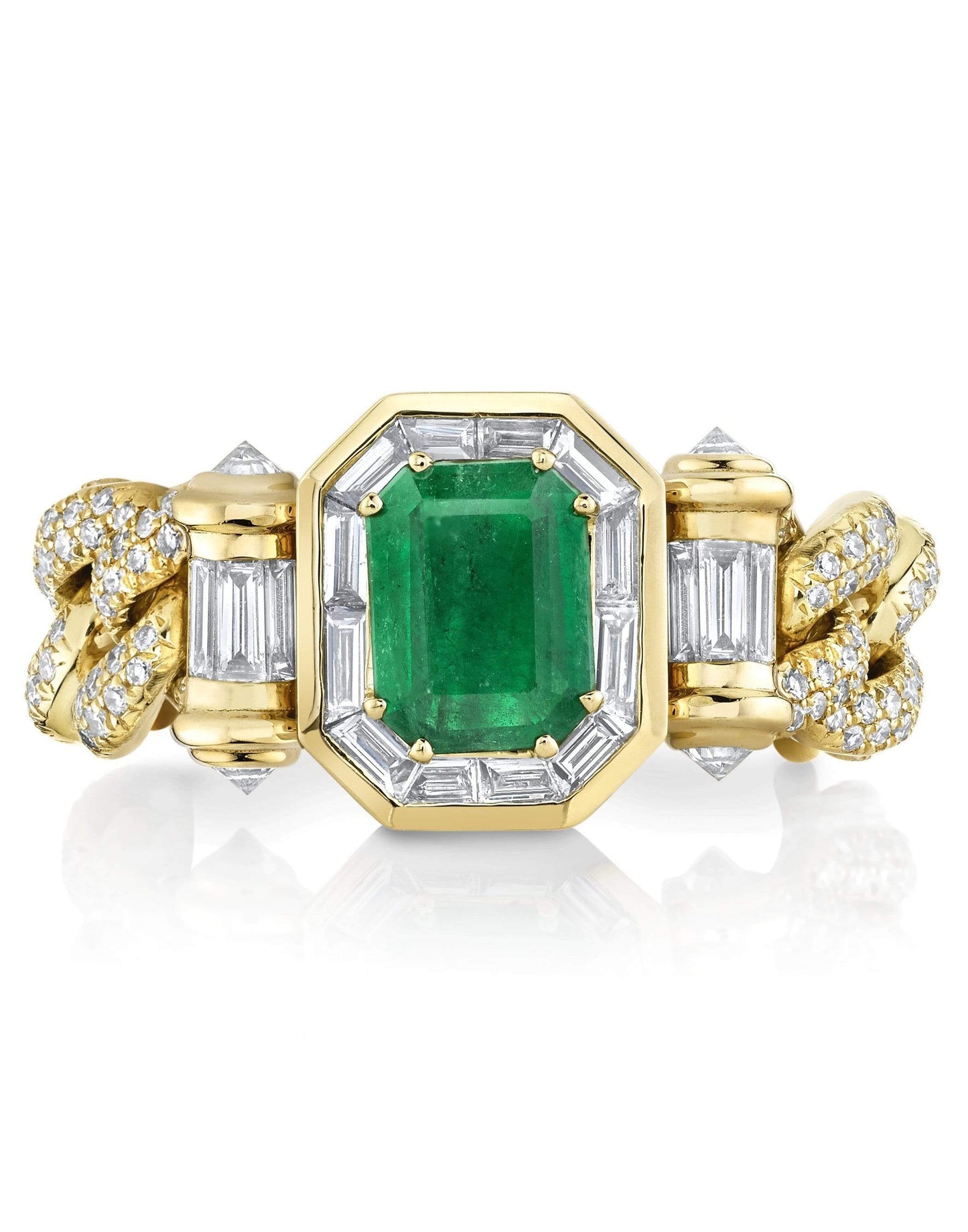 SHAY JEWELRY-Emerald Halo Ring-YELLOW GOLD