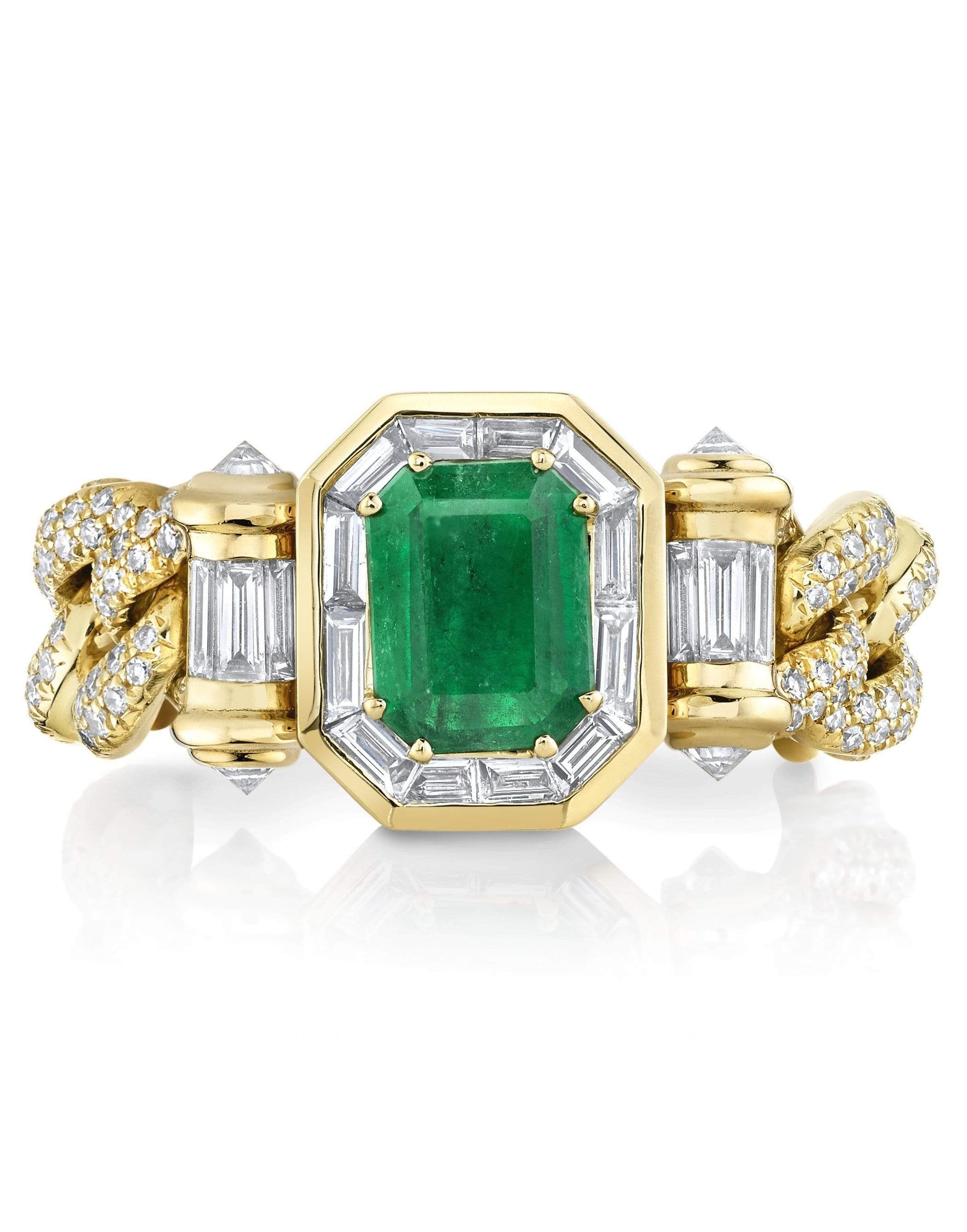 SHAY JEWELRY-Emerald Halo Ring-YELLOW GOLD