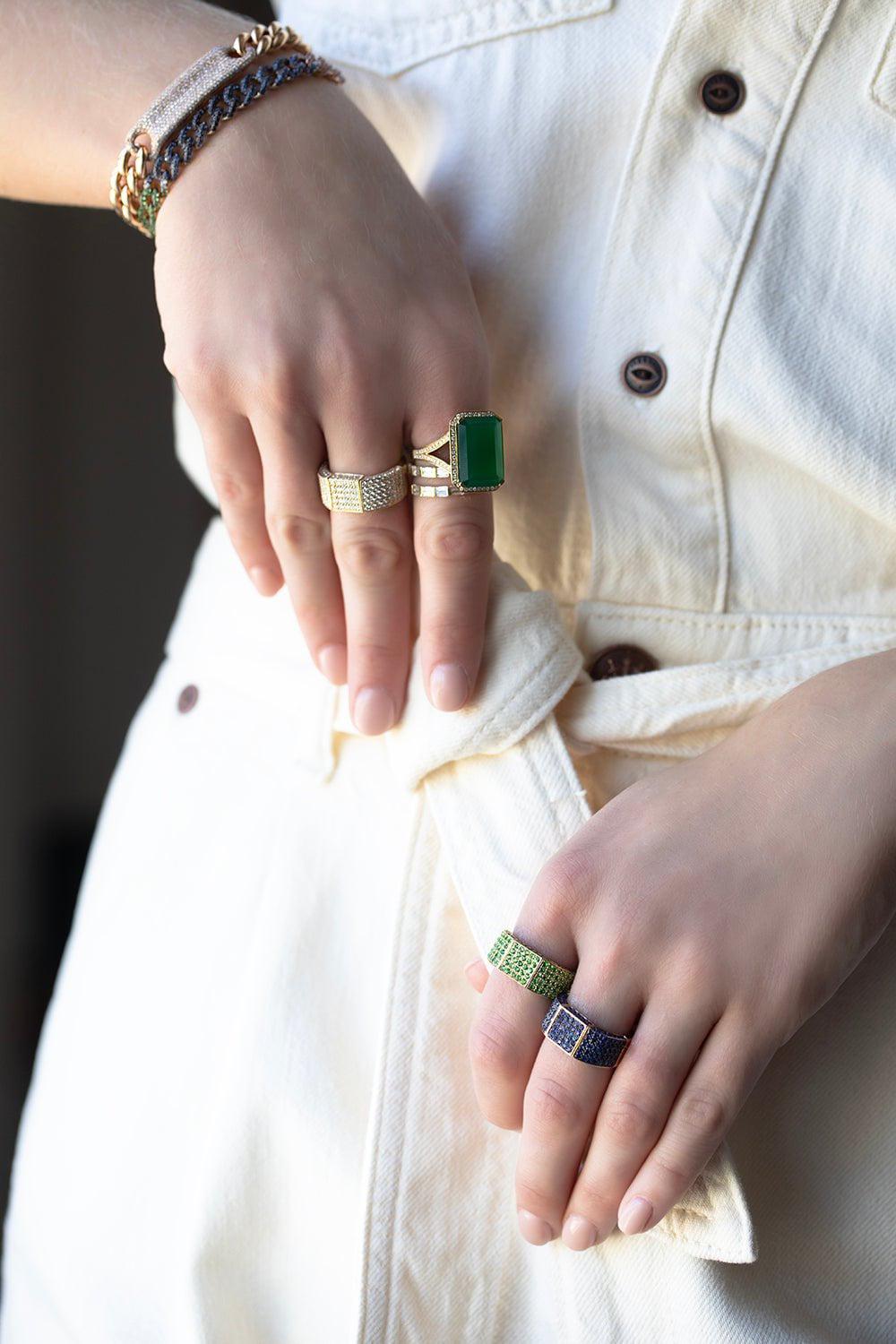 SHAY JEWELRY-Green Onyx Portrait Ring-YELLOW GOLD
