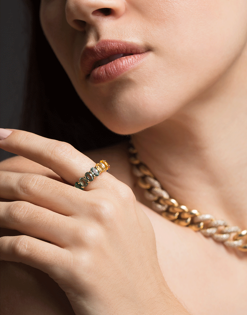 SHAY JEWELRY-Oval Rainbow Eternity Band-YELLOW GOLD