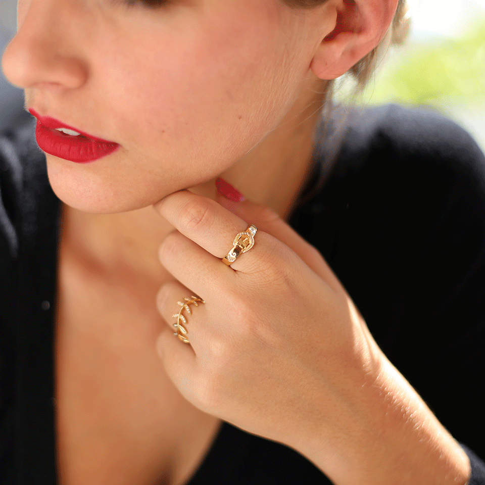 SHAY JEWELRY-Pave Diamond Buckle Ring-YELLOW GOLD