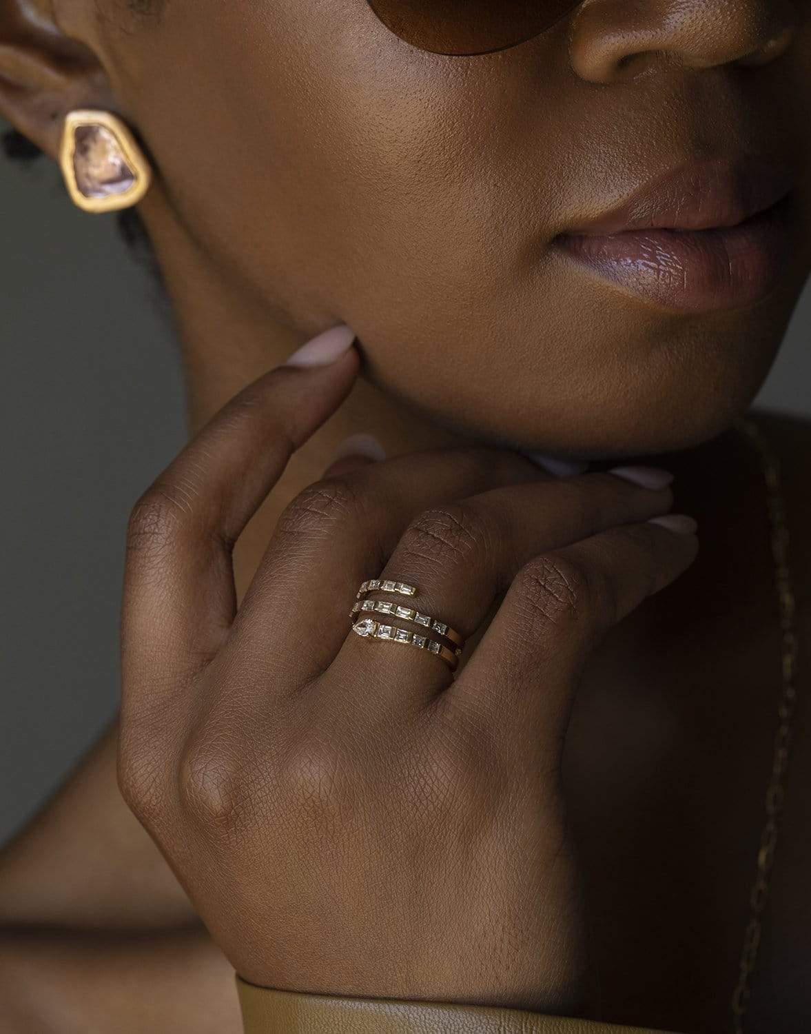 SHAY JEWELRY-Triple Baguette Spiral Ring-YELLOW GOLD
