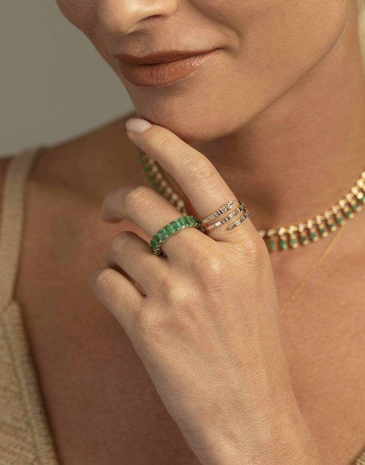 SHAY JEWELRY-Triple Baguette Spiral Ring-YELLOW GOLD
