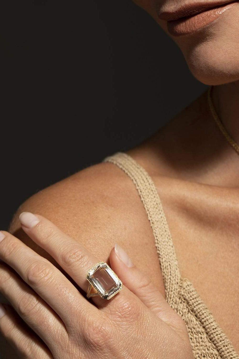 SHAY JEWELRY-White Topaz Portrait Ring-YELLOW GOLD