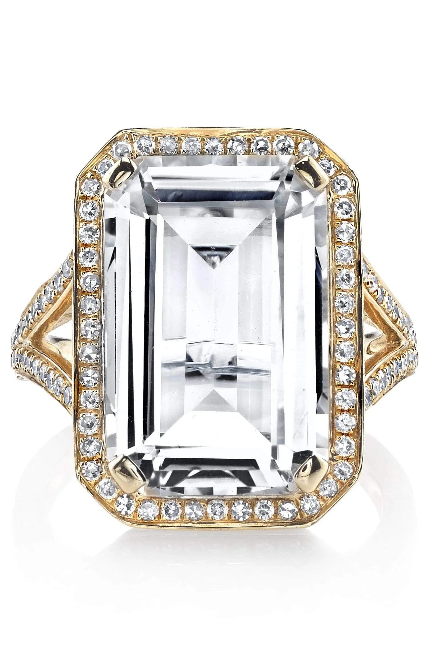 SHAY JEWELRY-White Topaz Portrait Ring-YELLOW GOLD