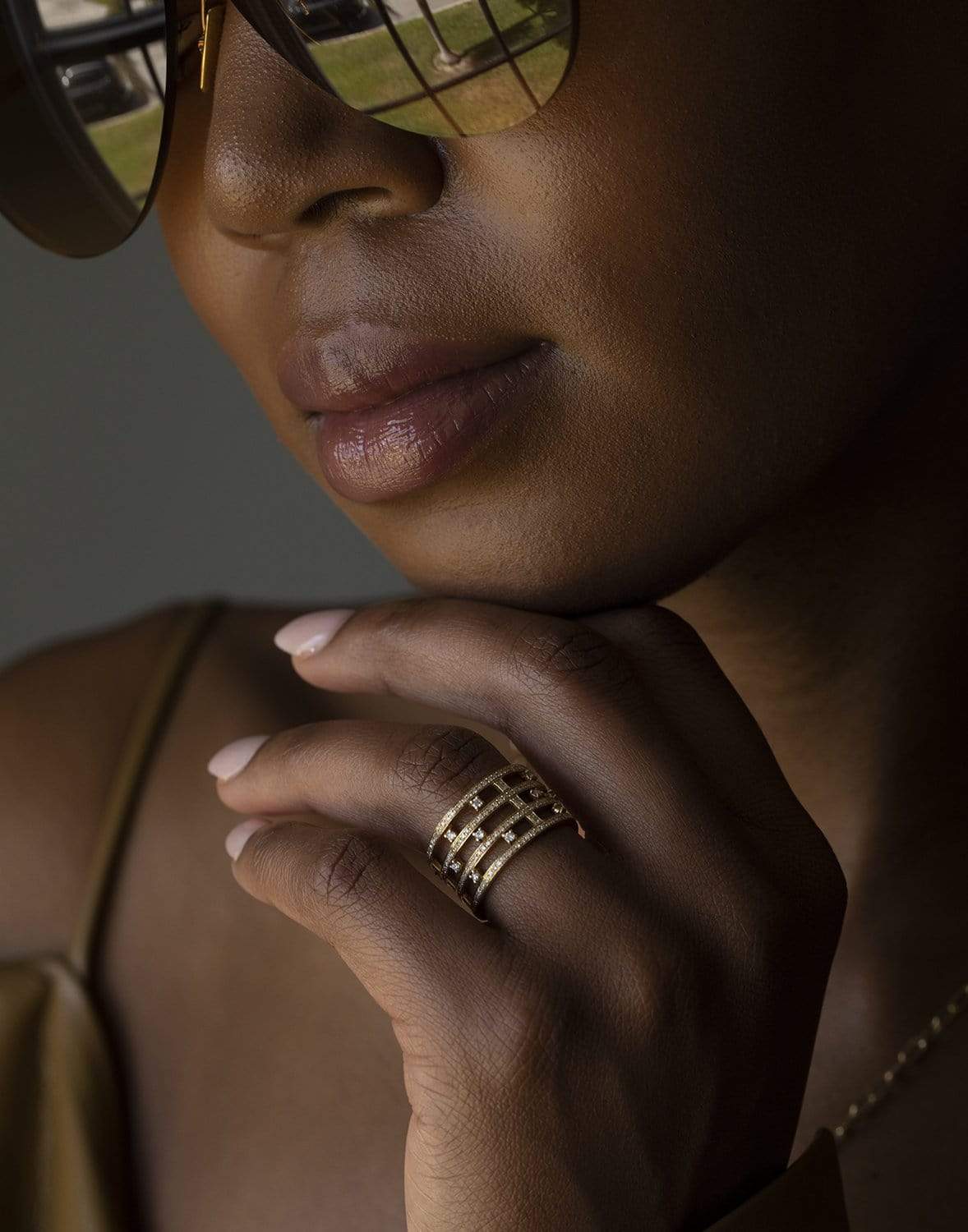 SHAY JEWELRY-Pave Diamond Dot Stacked Ring-YELLOW GOLD