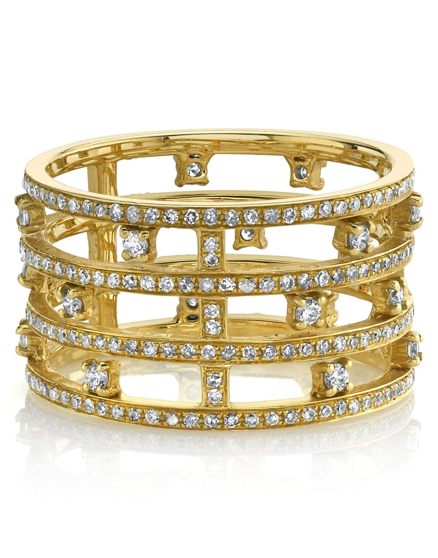 SHAY JEWELRY-Pave Diamond Dot Stacked Ring-YELLOW GOLD