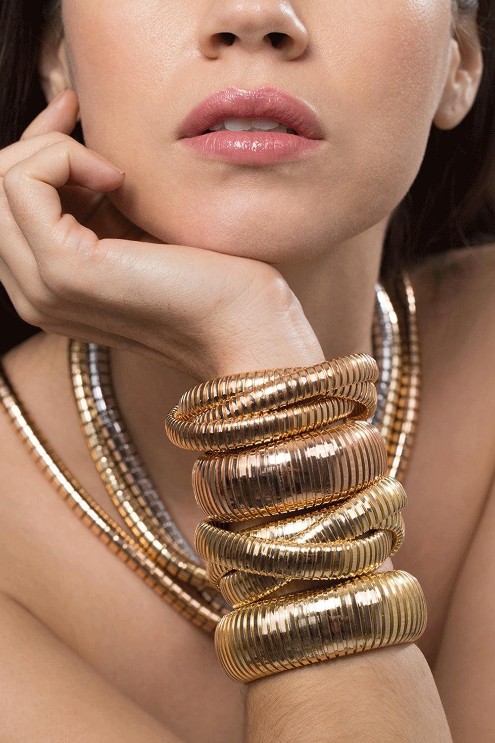 Three Band Rolling Bracelet 9mm-YELLOW GOLD-16.5-JEWELRYFINE JEWELBRACELET O-SIDNEY GARBER