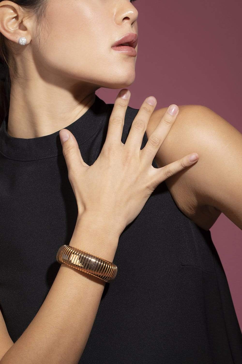 SIDNEY GARBER-Domed Cuff Bracelet - 56mm-ROSE GOLD