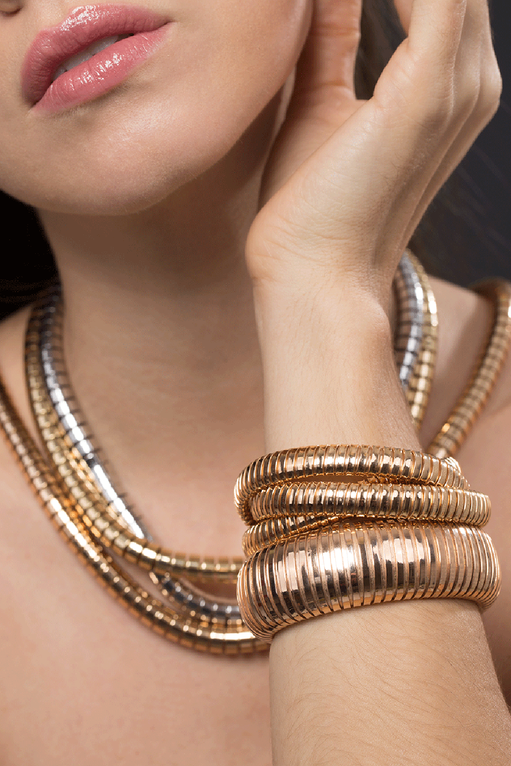 SIDNEY GARBER-Rose Gold Domed Cuff Bracelet-ROSE GOLD