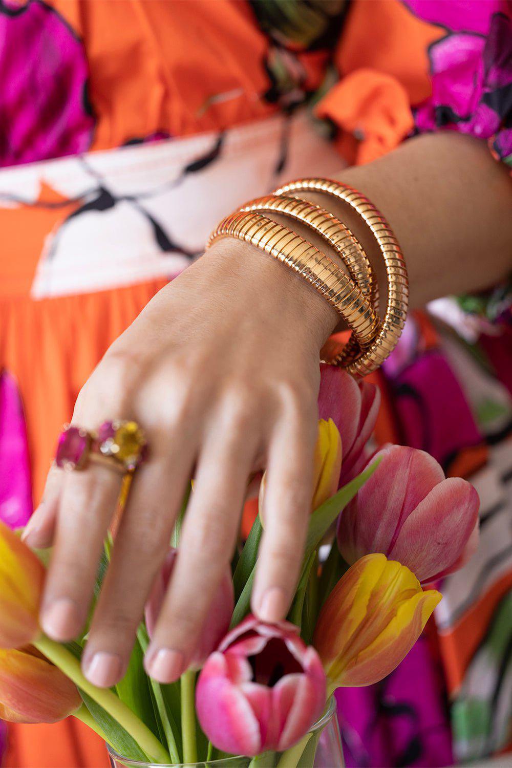 SIDNEY GARBER-Three Band Rolling Bracelet-ROSE GOLD