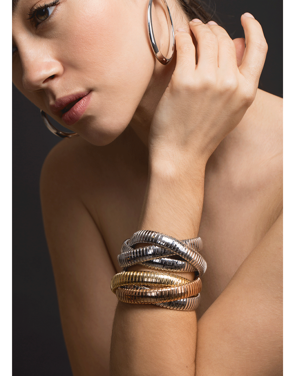 SIDNEY GARBER-12mm Three Band Rolling Bracelet-WHITE GOLD