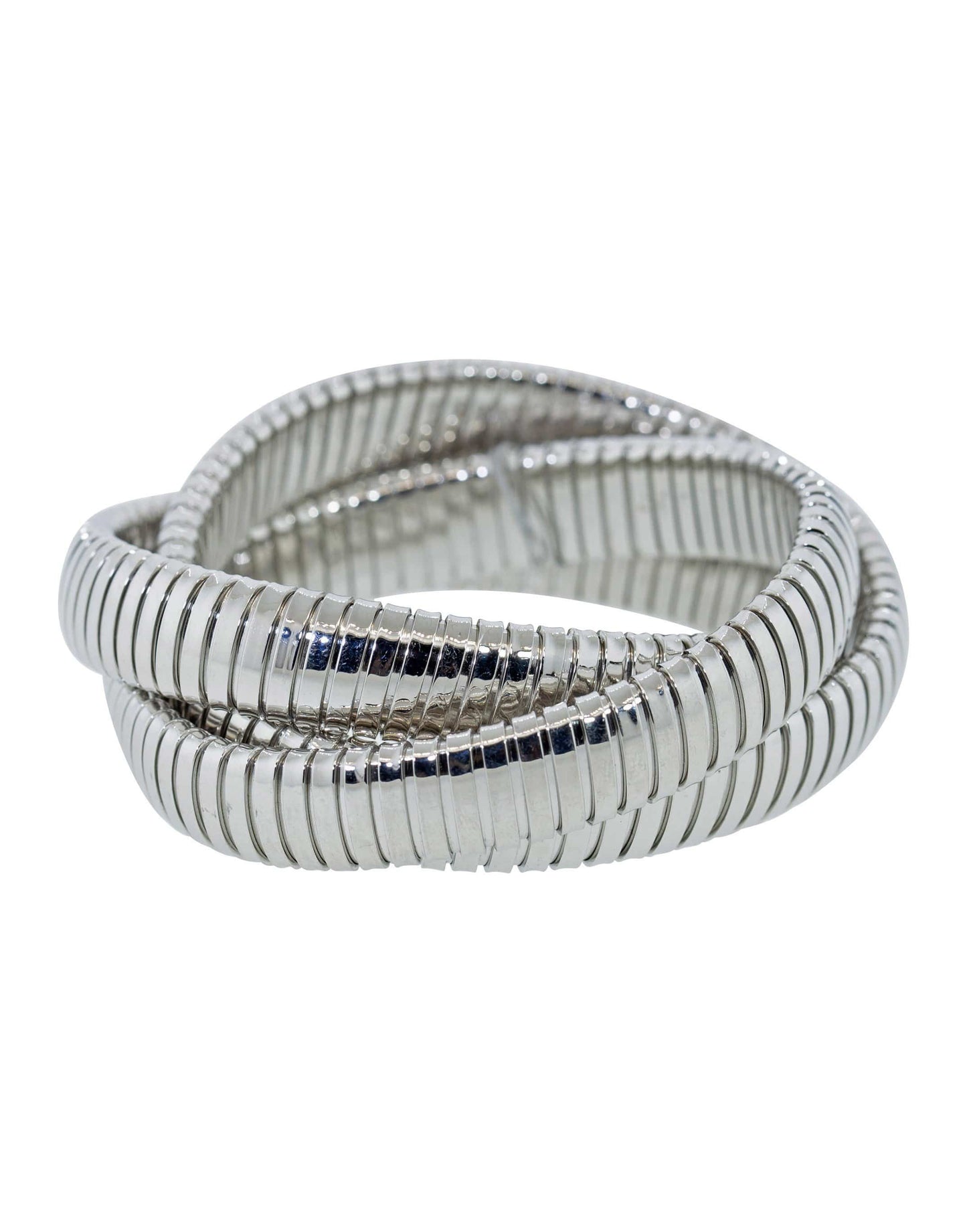 SIDNEY GARBER-12mm Three Band Rolling Bracelet-WHITE GOLD