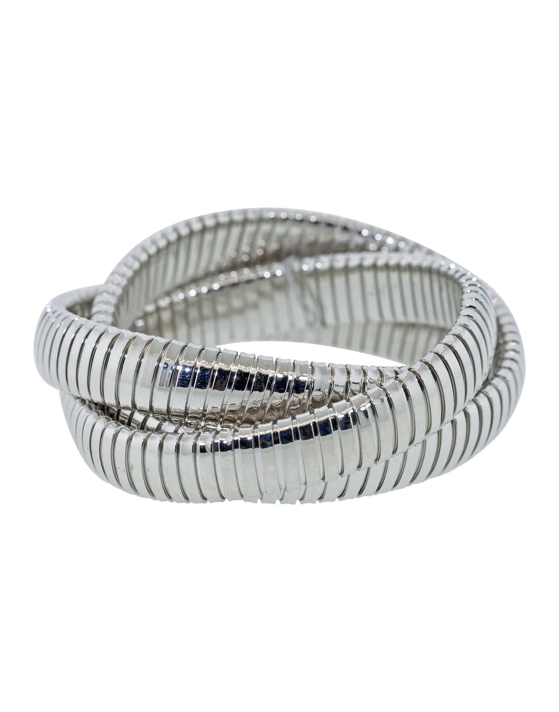 SIDNEY GARBER-12mm Three Band Rolling Bracelet-WHITE GOLD