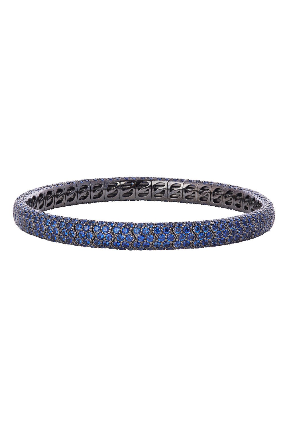 SIDNEY GARBER-Pave Sapphire Stretch Bracelet-WHITE GOLD