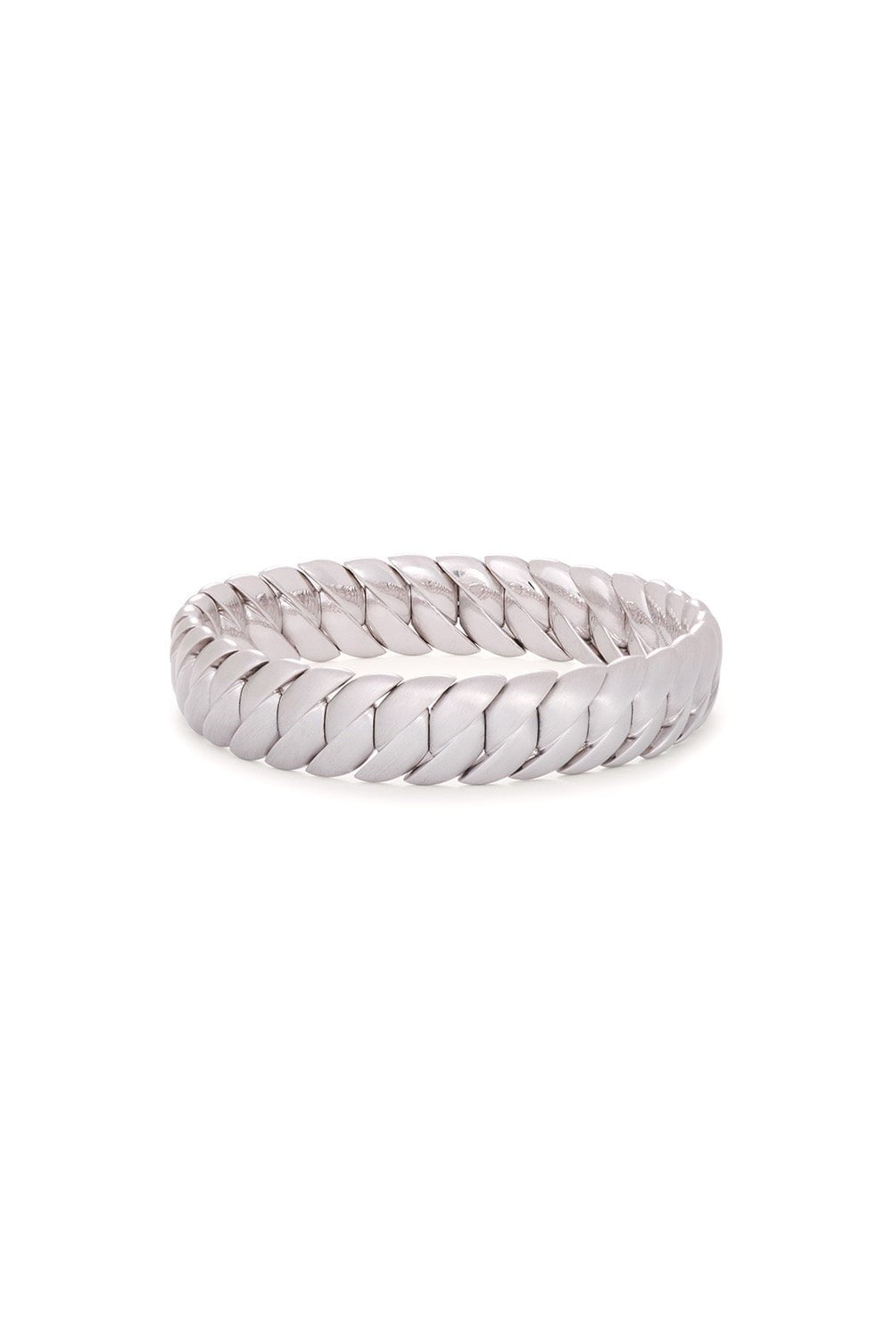 SIDNEY GARBER-Skinny Matte Wave Bracelet - 17cm - White Gold-WHITE GOLD