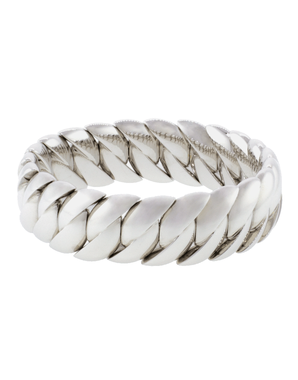 SIDNEY GARBER-Polished Wave Stretch Bracelet-WHITE GOLD