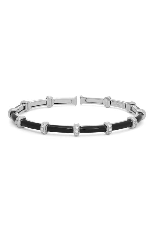 SIDNEY GARBER-Small Carly Black Enamel Diamond Bracelet - White Gold-WHITE GOLD