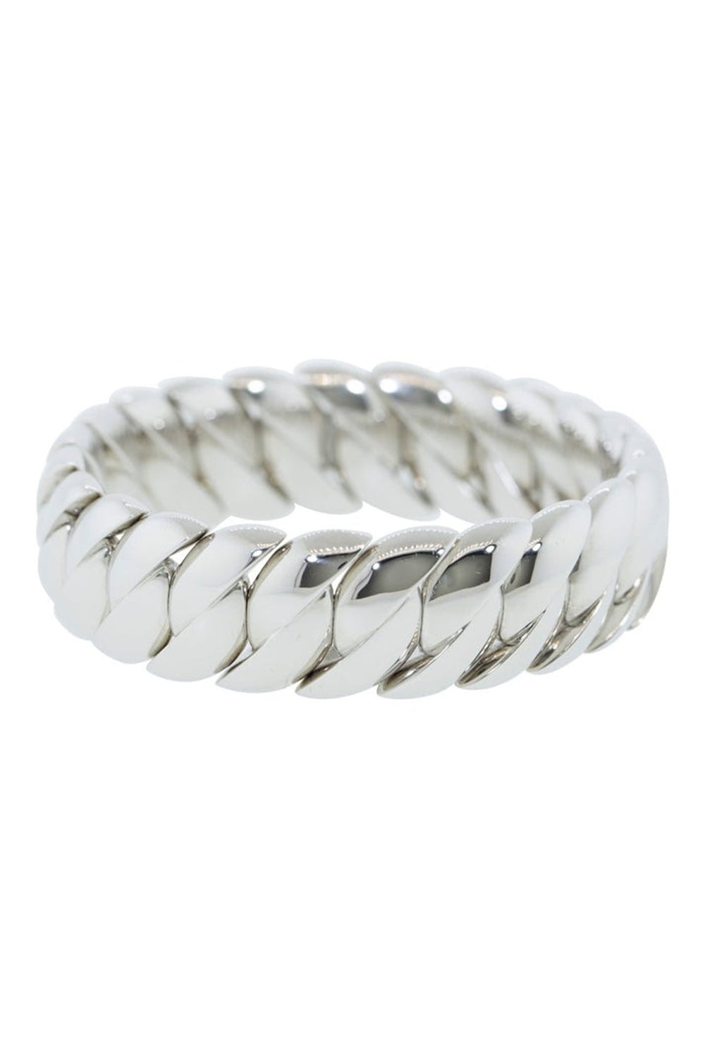 Wave Stretch Link Bracelet- White Gold