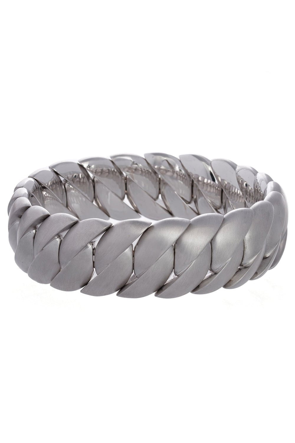 SIDNEY GARBER-White Gold Matte Finish Wave Bracelet-WHITE GOLD