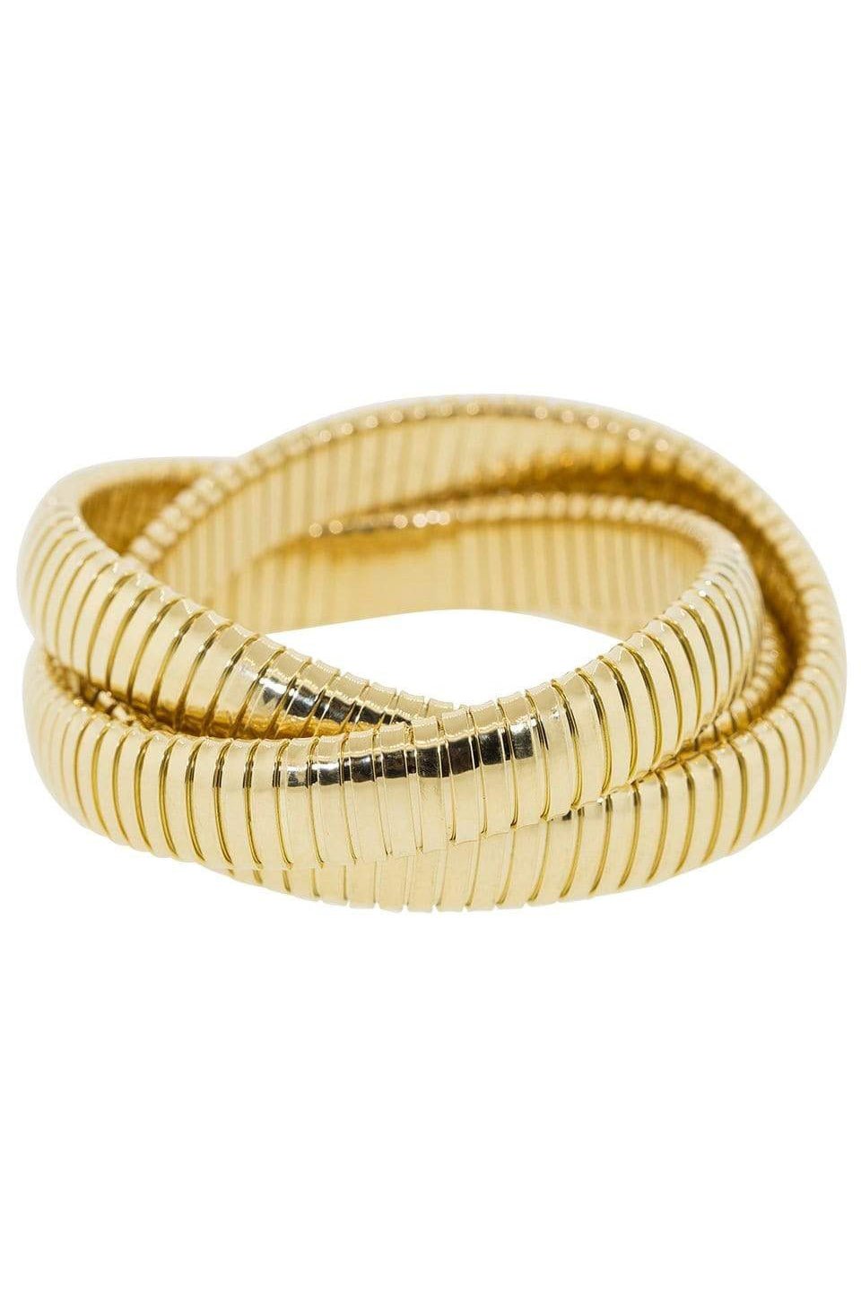 SIDNEY GARBER-12MM Yellow Gold Three Band Rolling Bracelets-YELLOW GOLD