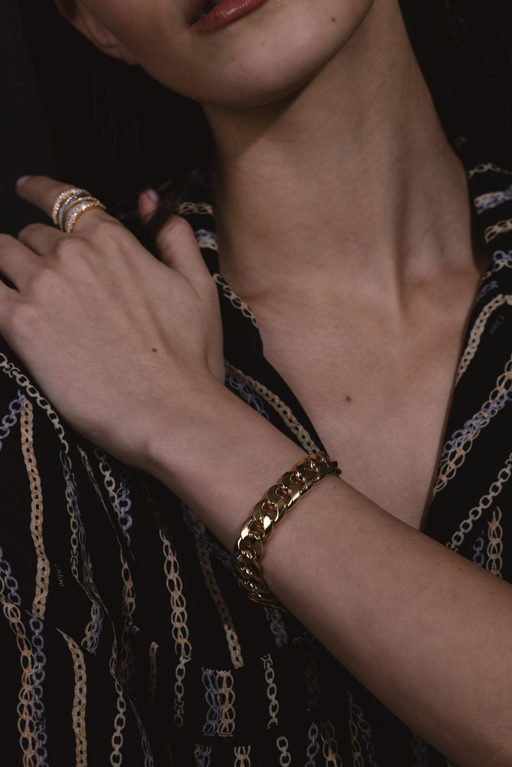 SIDNEY GARBER-Curb Chain Bracelet - 17cm - Yellow Gold-YELLOW GOLD